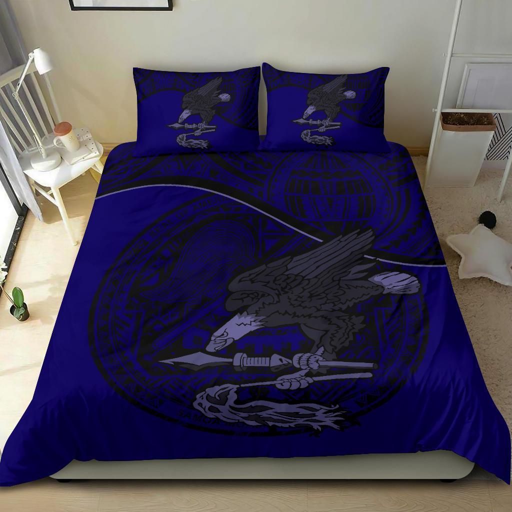 American Samoa Duvet Cover Set - American Samoa Seal & Flag Dark Blue