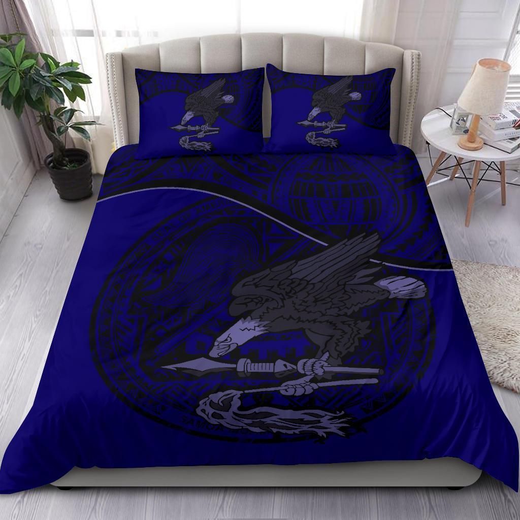 American Samoa Duvet Cover Set - American Samoa Seal & Flag Dark Blue