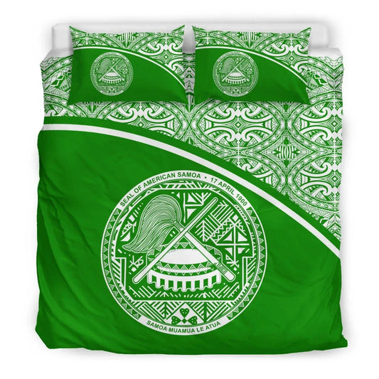 American Samoa Duvet Cover Set - Green Curve Style