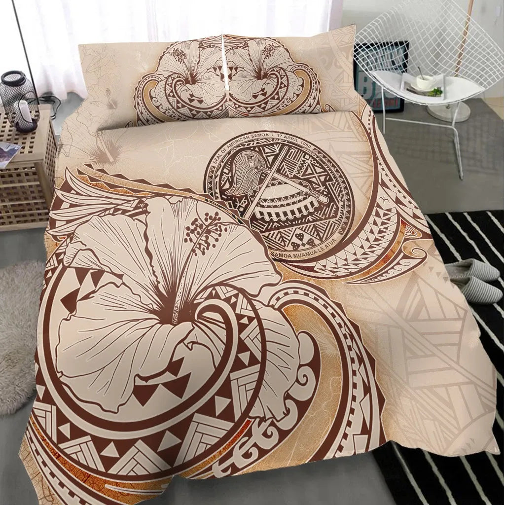 American Samoa Bedding Set - Hibiscus Flower Vintage Style