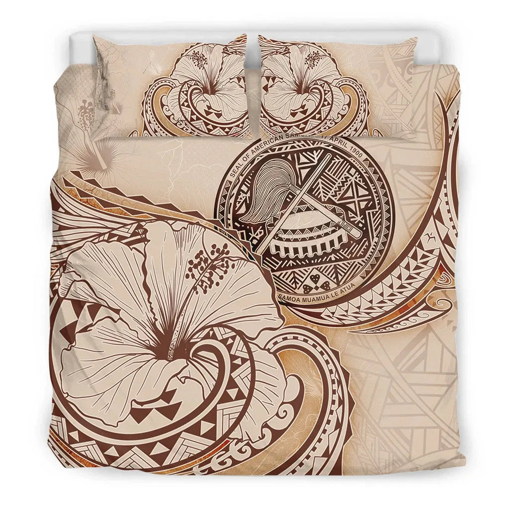 American Samoa Bedding Set - Hibiscus Flower Vintage Style