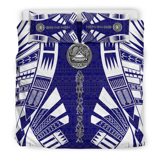 American Samoa Duvet Cover Set - Polynesian Tattoo Flag