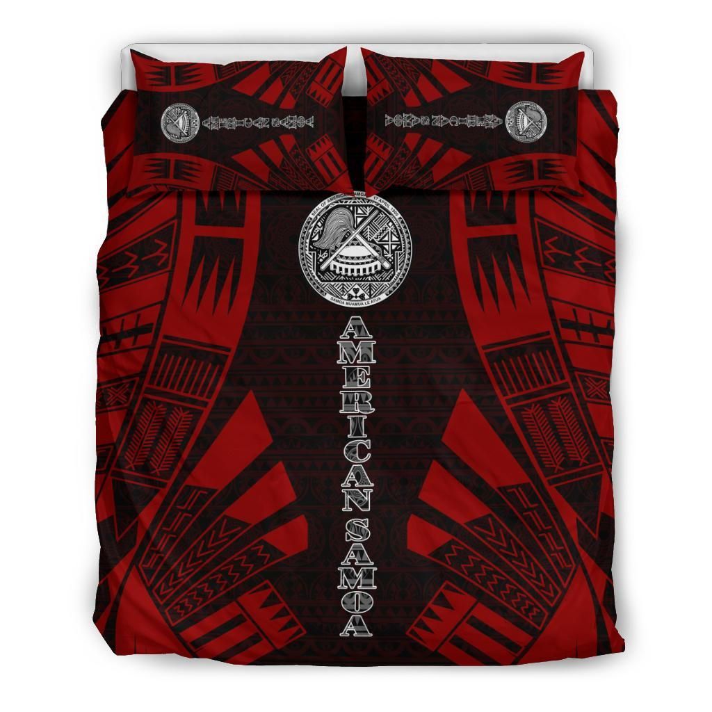 American Samoa Duvet Cover Set - Polynesian Tattoo Red