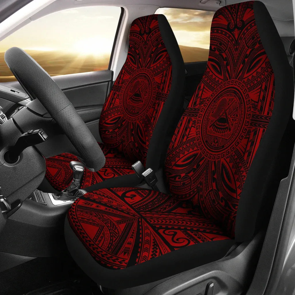 American Samoa Car Seat Cover - American Samoa Coat Of Arms Polynesian Red Black