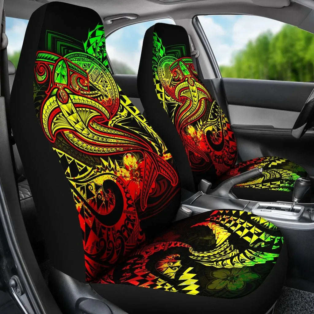 American Samoa Car Seat Covers - Reggae Shark Polynesian Tattoo