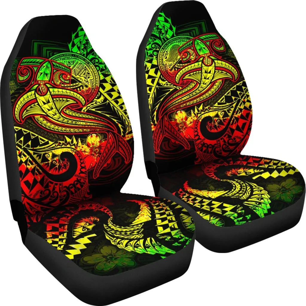 American Samoa Car Seat Covers - Reggae Shark Polynesian Tattoo