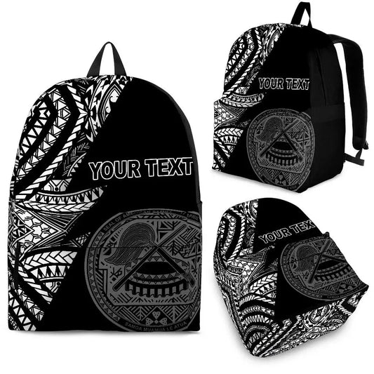 American Samoa Custom Personalised Backpack Flash Black