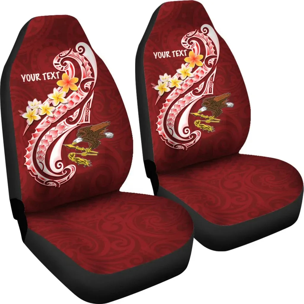 American Samoa Custom Personalised Car Seat Covers - AS Seal  Polynesian Patterns Plumeria