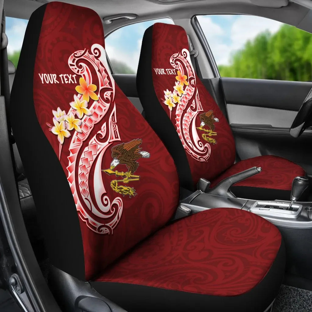 American Samoa Custom Personalised Car Seat Covers - AS Seal  Polynesian Patterns Plumeria