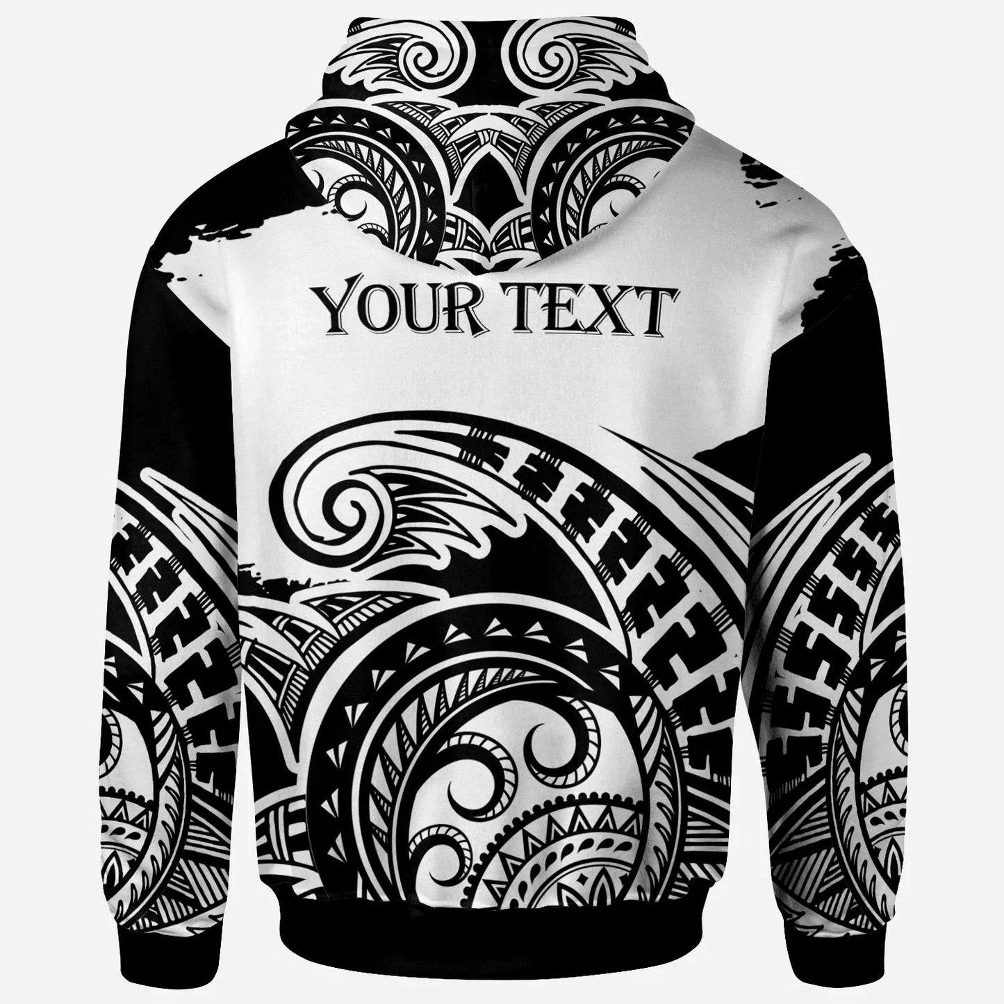 American Samoa - Custom Personalised Hoodie - Ethnic Style With Round Black White Pattern