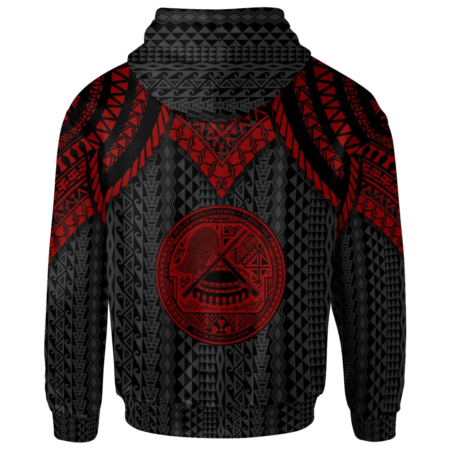 American Samoa Custom Personalised Hoodie - Polynesian Armor Style Red