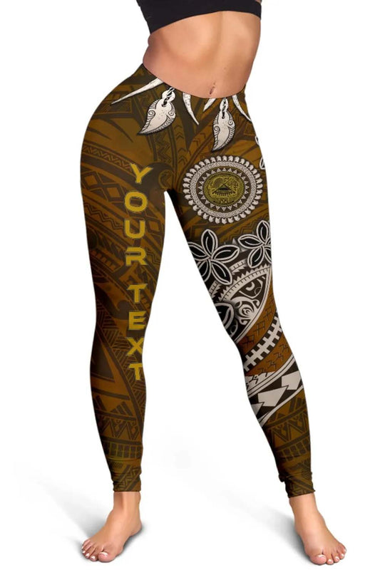 American Samoa Custom Personalised Legging - Polynesian Boar Tusk