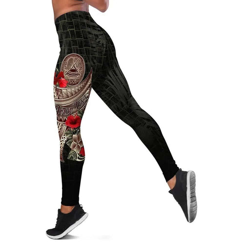 American Samoa Custom Personalised Legging - Polynesian Tribal Vintage Style