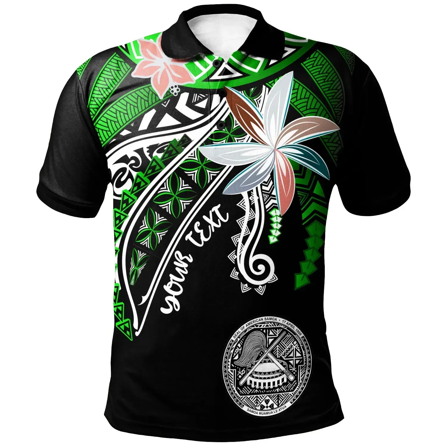 American Samoa Custom Personalised Polo Shirt - Fanciful Forest Green Color