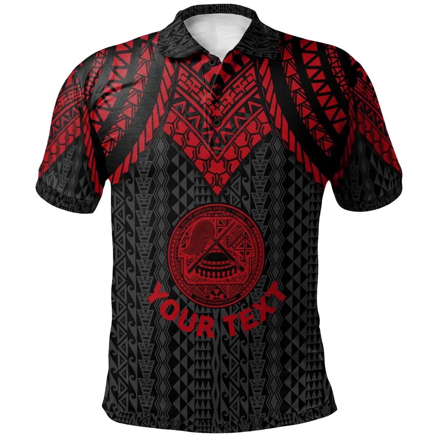 American Samoa Custom Personalised Polo Shirt - Polynesian Armor Style Red