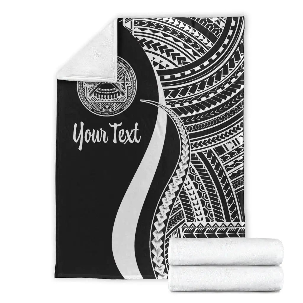 American Samoa Custom Personalised Premium Blanket - White Polynesian Tentacle Tribal Pattern