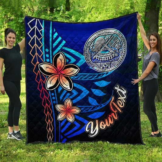 American Samoa Custom Personalised Premium Quilt - Vintage Tribal Mountain