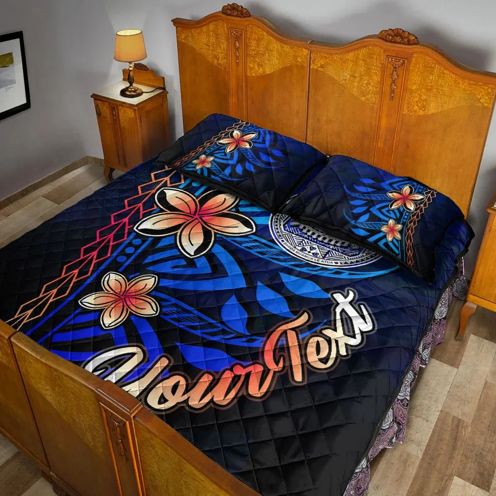 American Samoa Custom Personalised Quilt Bed Set - Vintage Tribal Moutain