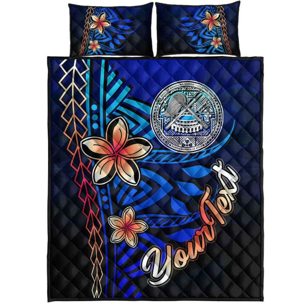 American Samoa Custom Personalised Quilt Bed Set - Vintage Tribal Moutain
