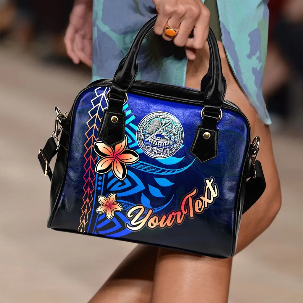 American Samoa Custom Personalised Shoulder Handbag - Vintage Tribal Mountain