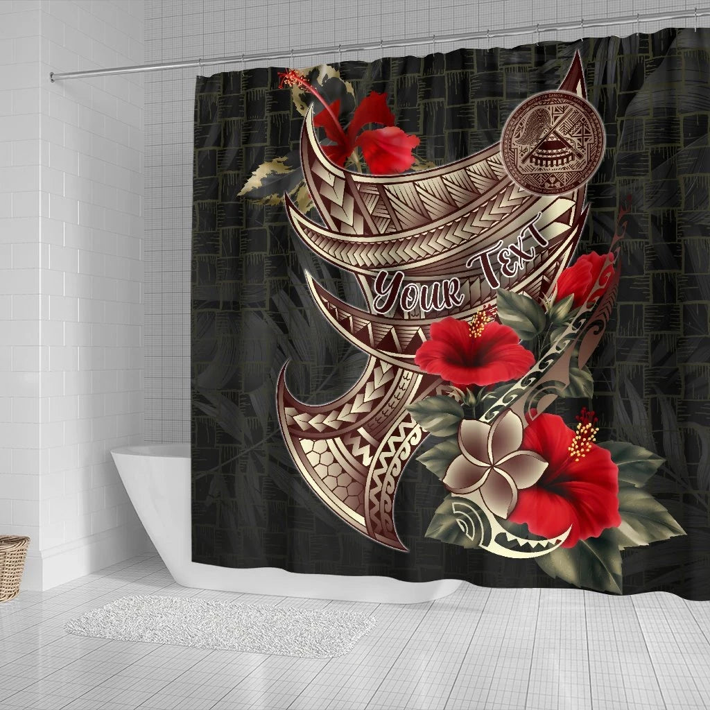 American Samoa Custom Personalised Shower Curtain - Polynesian Tribal Vintage Style