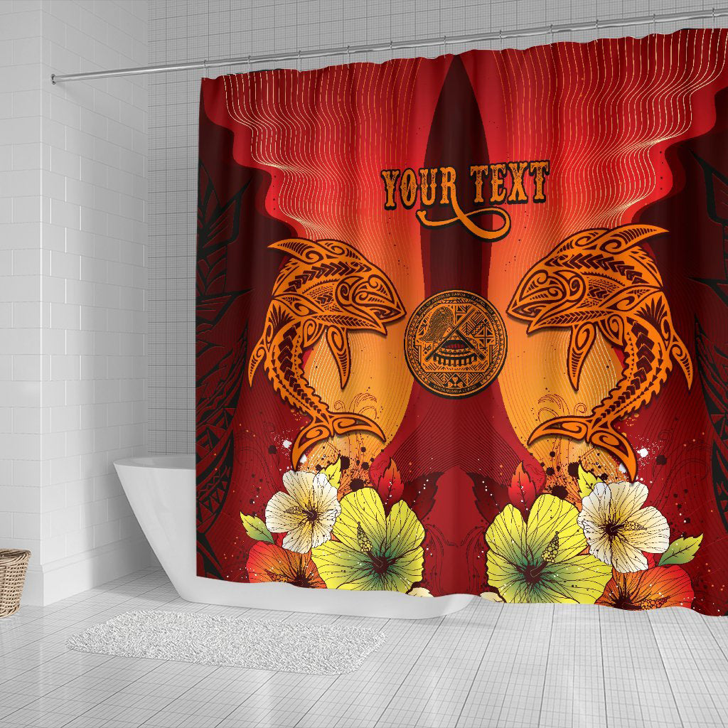 American Samoa Custom Personalised Shower Curtains - Tribal Tuna Fish