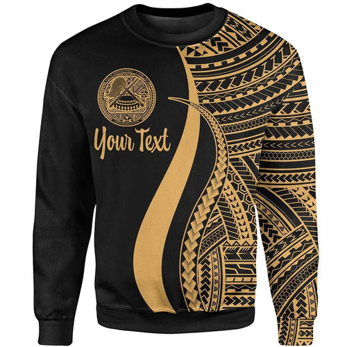 American Samoa Custom Personalised Sweatshirt - Gold Polynesian Tentacle Tribal Pattern