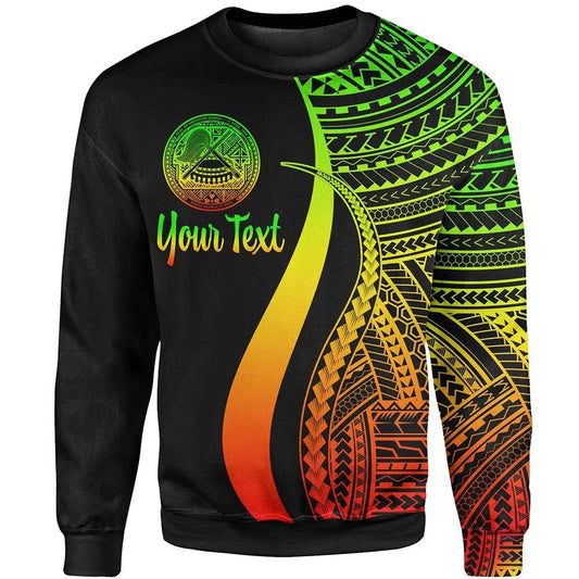 American Samoa Custom Personalised Sweatshirt - Reggae Polynesian Tentacle Tribal Pattern