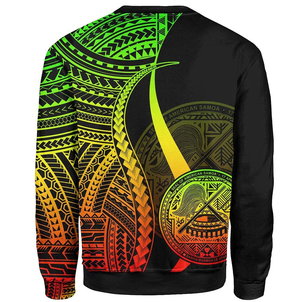 American Samoa Custom Personalised Sweatshirt - Reggae Polynesian Tentacle Tribal Pattern