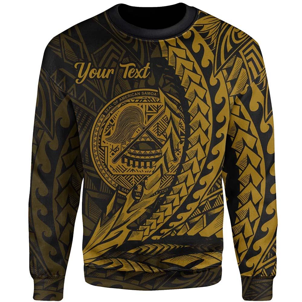 American Samoa Custom Personalised Sweatshirt - Wings Style Gold Color