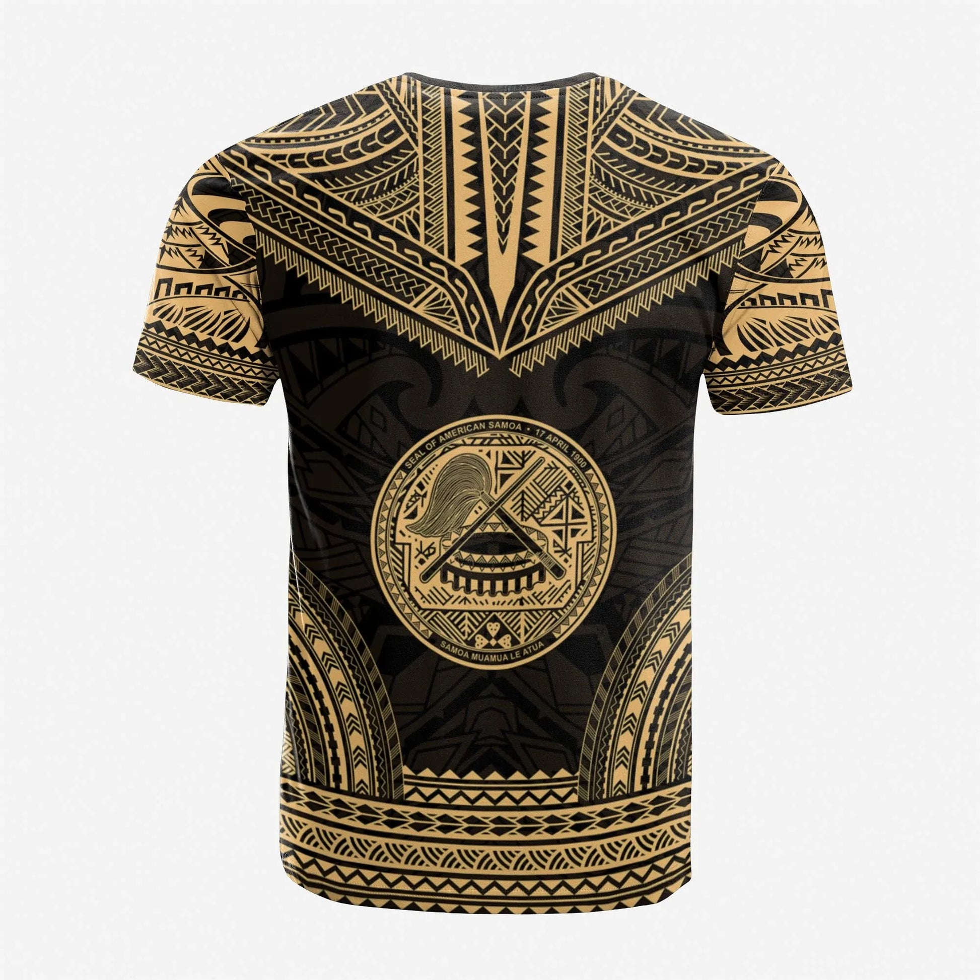American Samoa Custom Personalised T-Shirt - American Samoa Seal Polynesian Chief Tattoo Gold Version