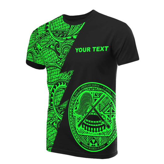 American Samoa Custom Personalised T-Shirt - Polynesian Pattern Green Style