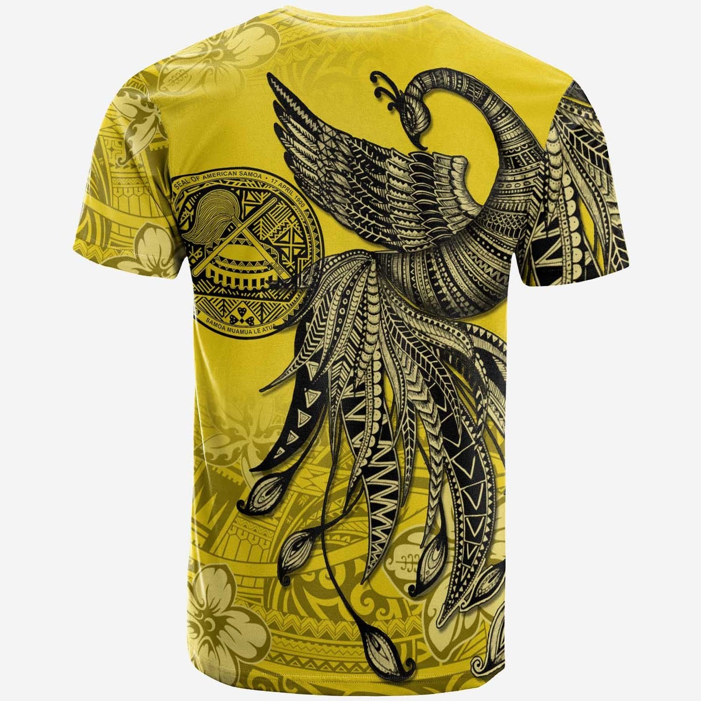 American Samoa Custom Personalised T-Shirt - Polynesian Phoenix Bird, Fairytales Bird Yellow