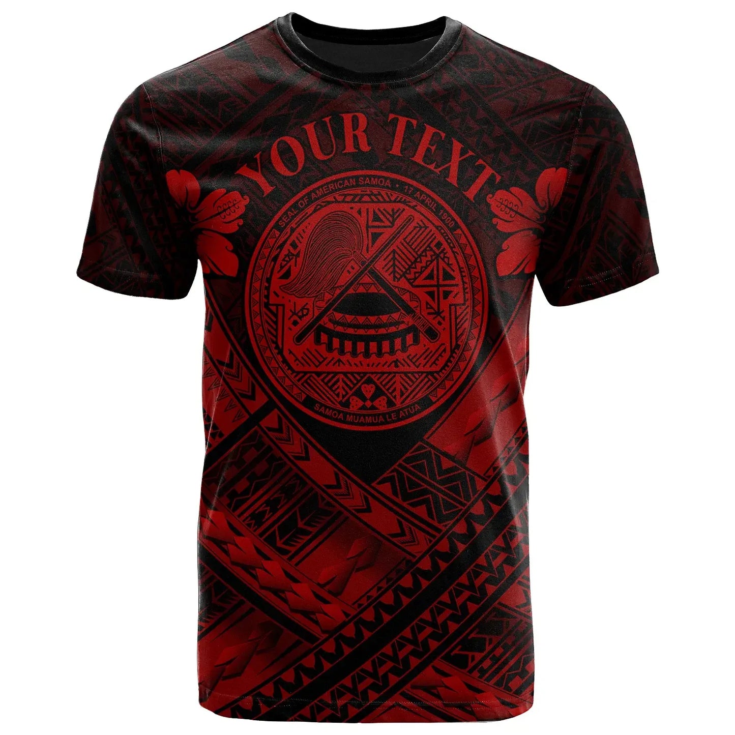 American Samoa Custom Personalised T-Shirts - AS Red Seal Polynesian Patterns