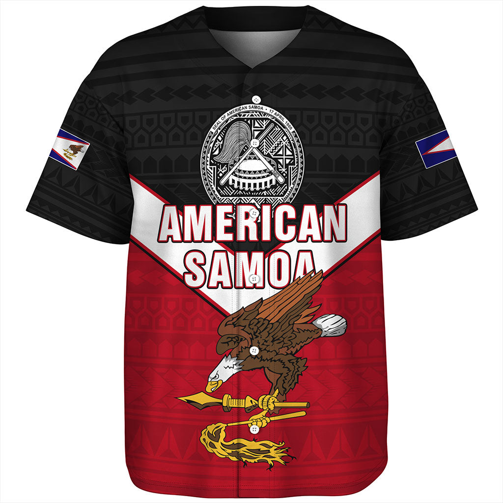American Samoa Baseball Shirt Custom Polynesian Tribal Sport Style