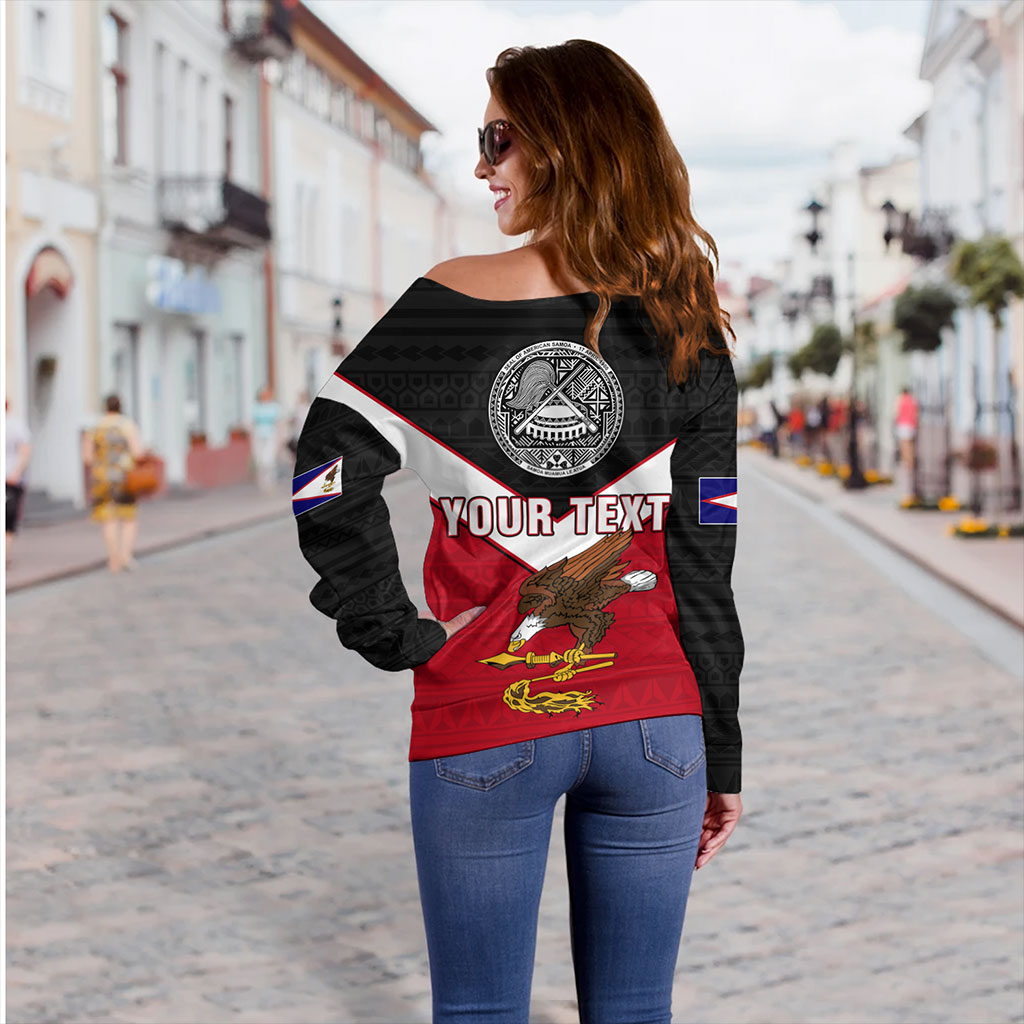 American Samoa Off Shoulder Sweatshirt Custom Polynesian Tribal Sport Style