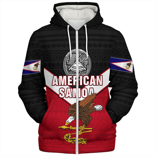 American Samoa Sherpa Hoodie Custom Polynesian Tribal Sport Style