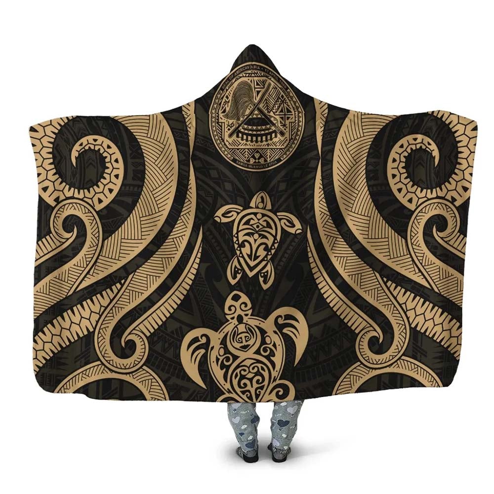 American Samoa Hooded Blanket - Gold Tentacle Turtle