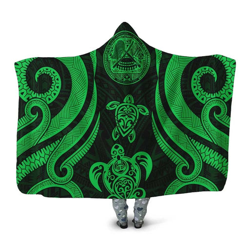 American Samoa Hooded Blanket - Green Tentacle Turtle