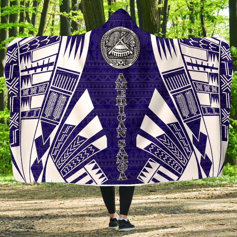 American Samoa Hooded Blanket - Polynesian Tattoo Flag