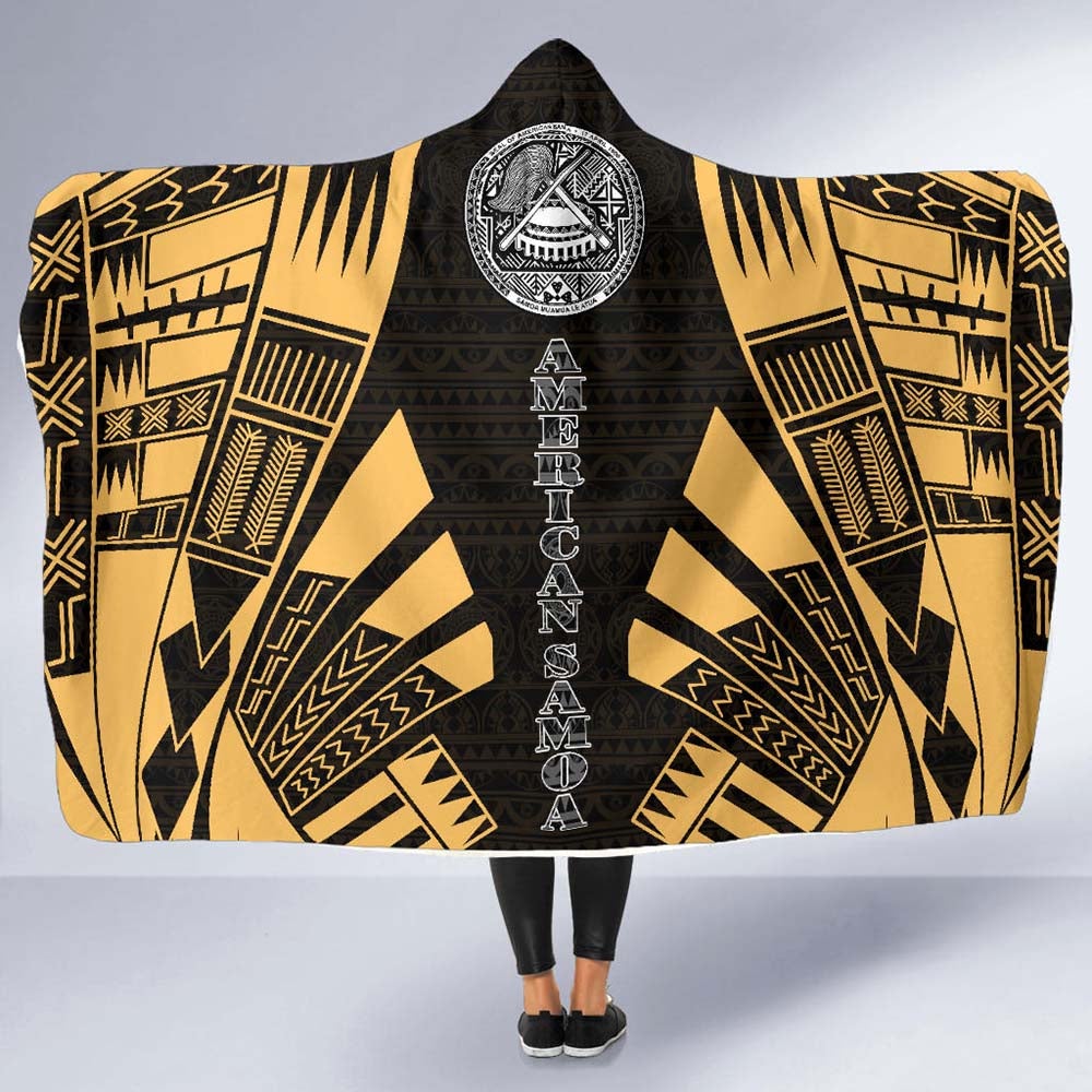 American Samoa Hooded Blanket - Polynesian Tattoo Gold