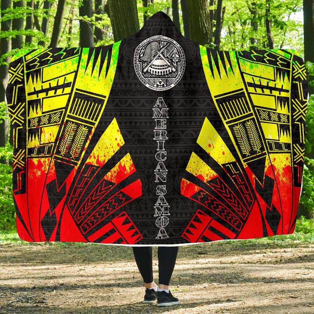 American Samoa Hooded Blanket - Polynesian Tattoo Reggae