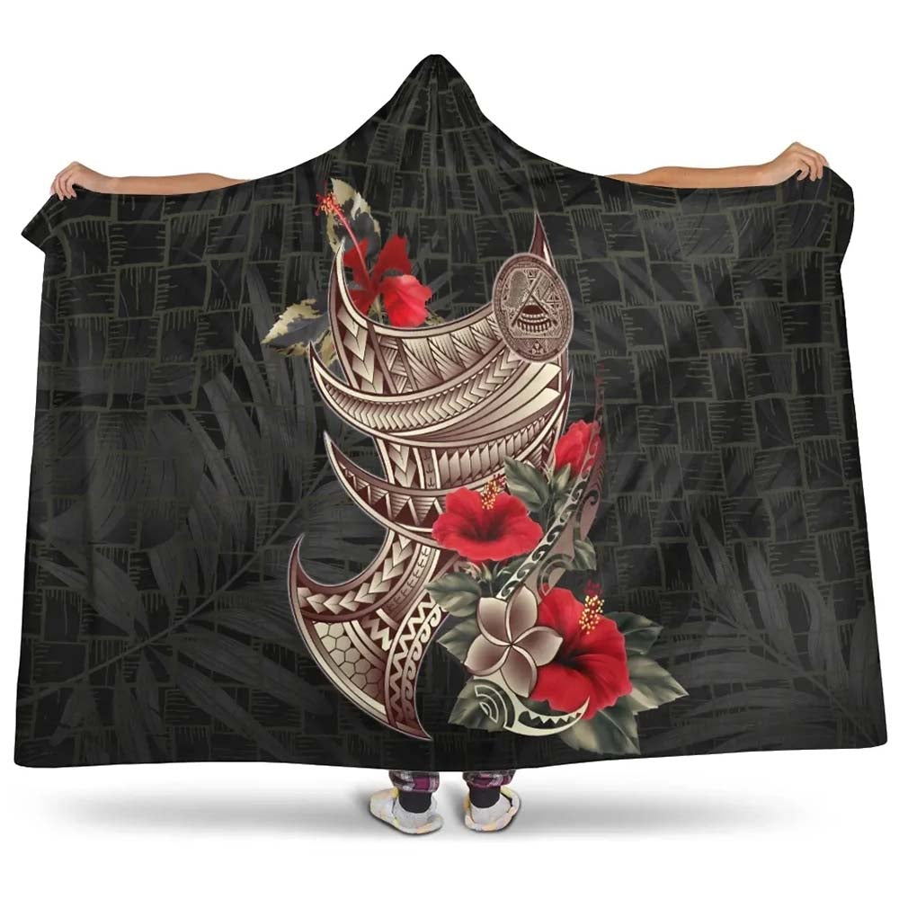 American Samoa Hooded Blanket - Polynesian Tribal Vintage Style