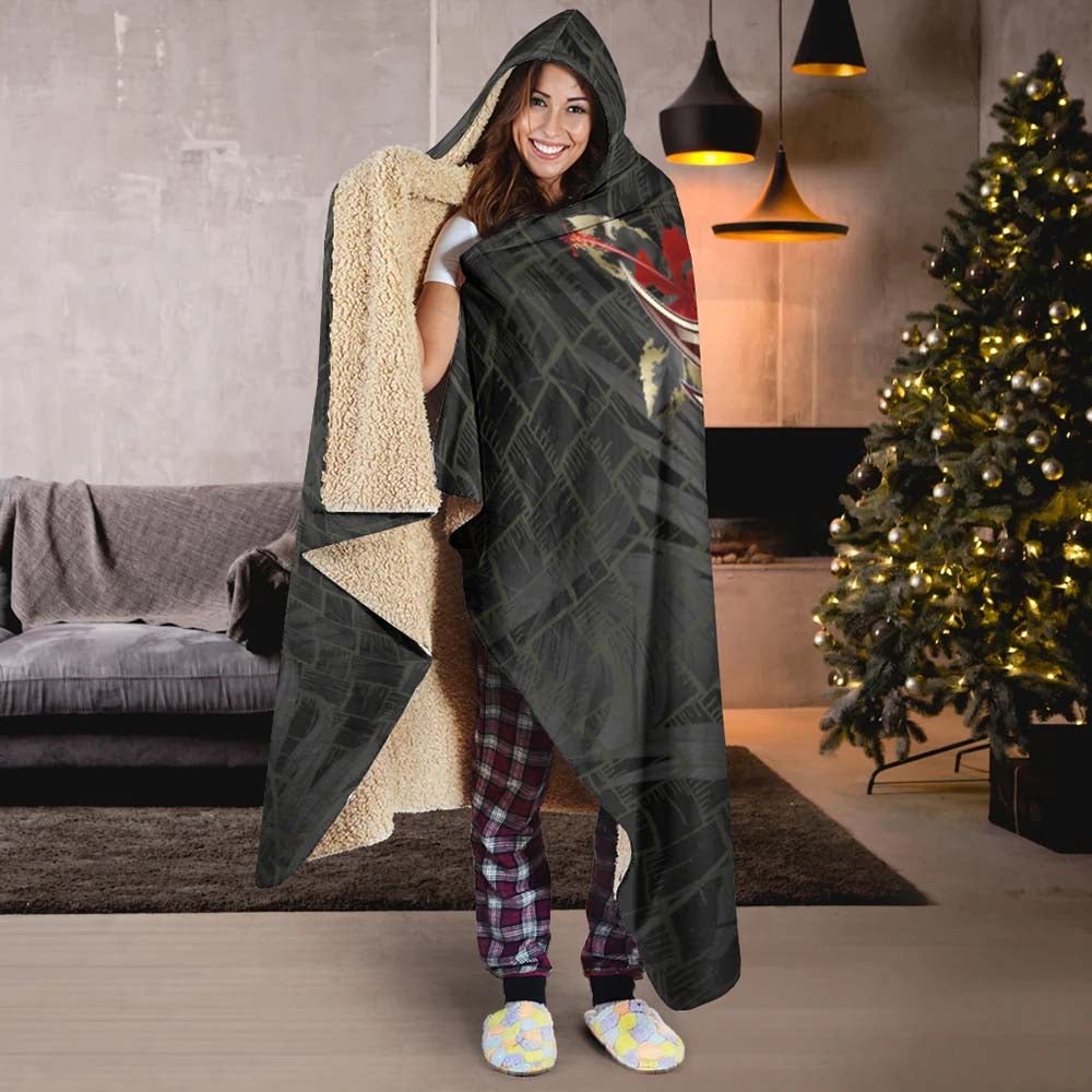 American Samoa Hooded Blanket - Polynesian Tribal Vintage Style