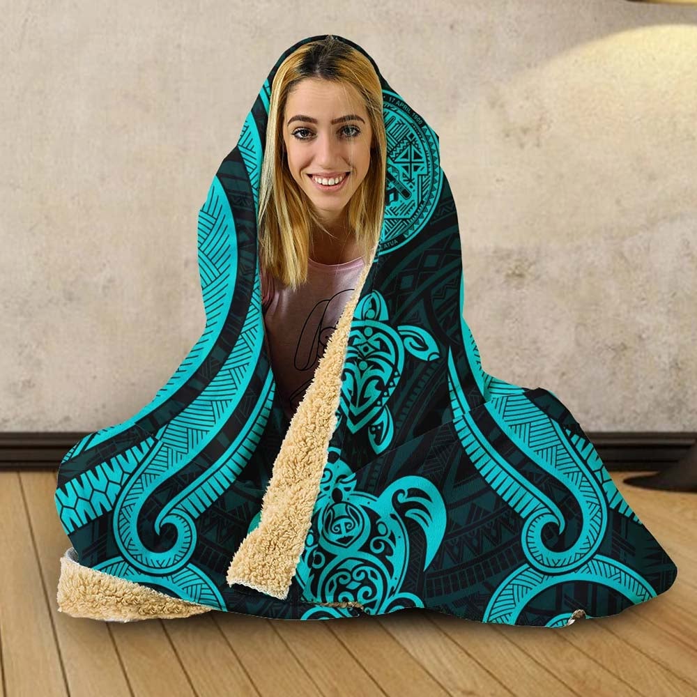 American Samoa Hooded Blanket - Turquoise Tentacle Turtle
