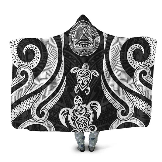American Samoa Hooded Blanket - White Tentacle Turtle