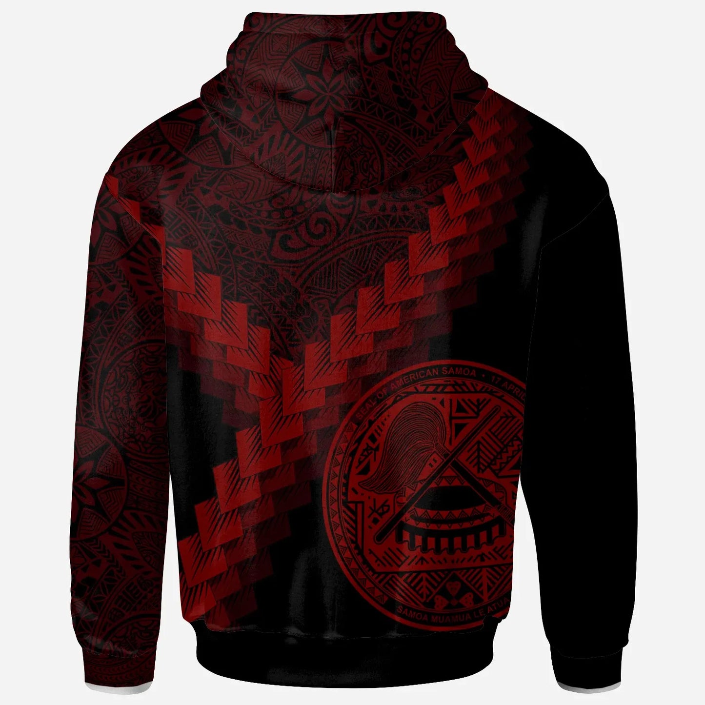 American Samoa Hoodie - American Samoa Coat Of Arms With Polynesian Tattoo Red