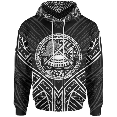 American Samoa Hoodie - American Samoa Seal Black Tribal Patterns