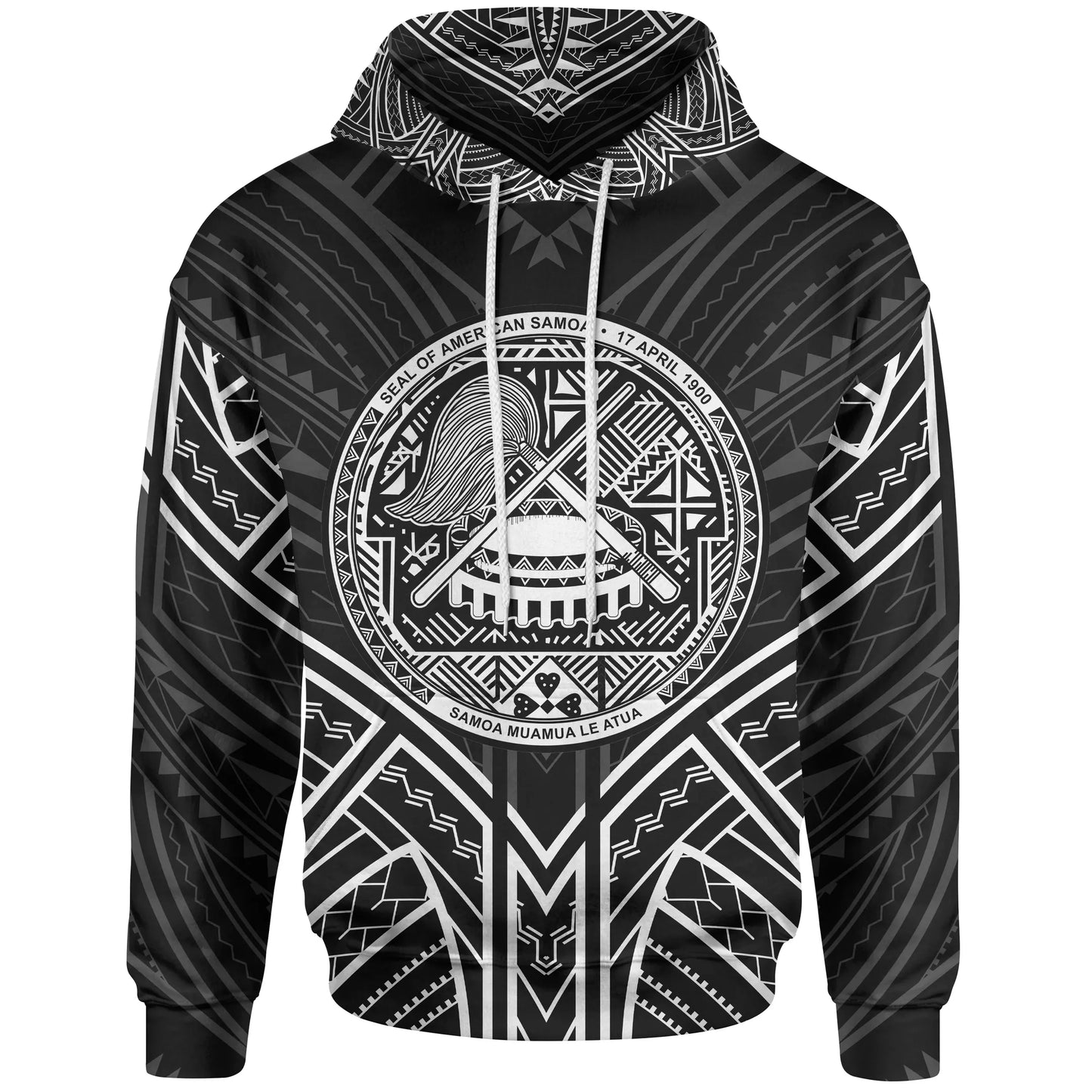 American Samoa Hoodie - American Samoa Seal Black Tribal Patterns