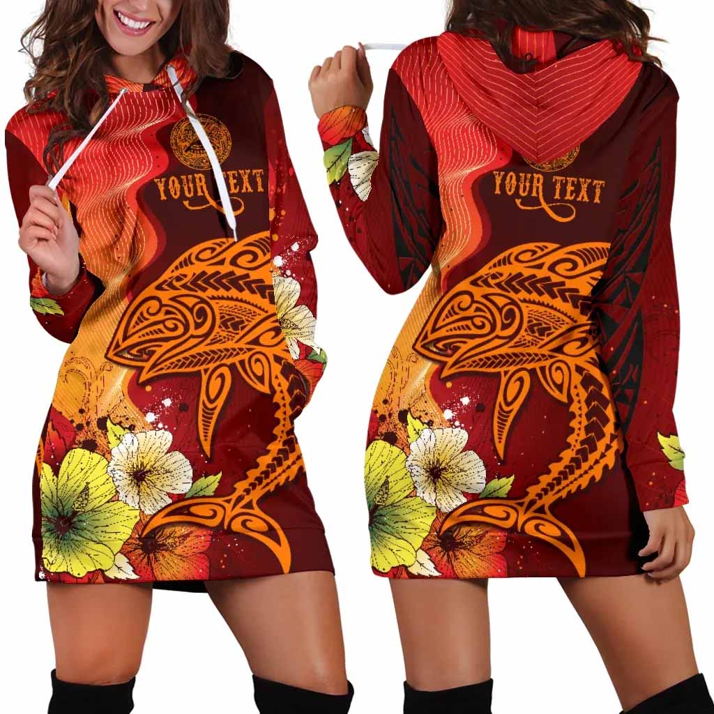 American Samoa Personalised Custom Female Hoodie Dress - Tribal Tuna Fish
